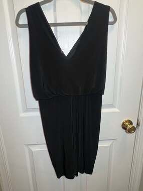MISA Los Angeles Teget Black Draped Twist Front Sleeveless Mini Dress Size Large